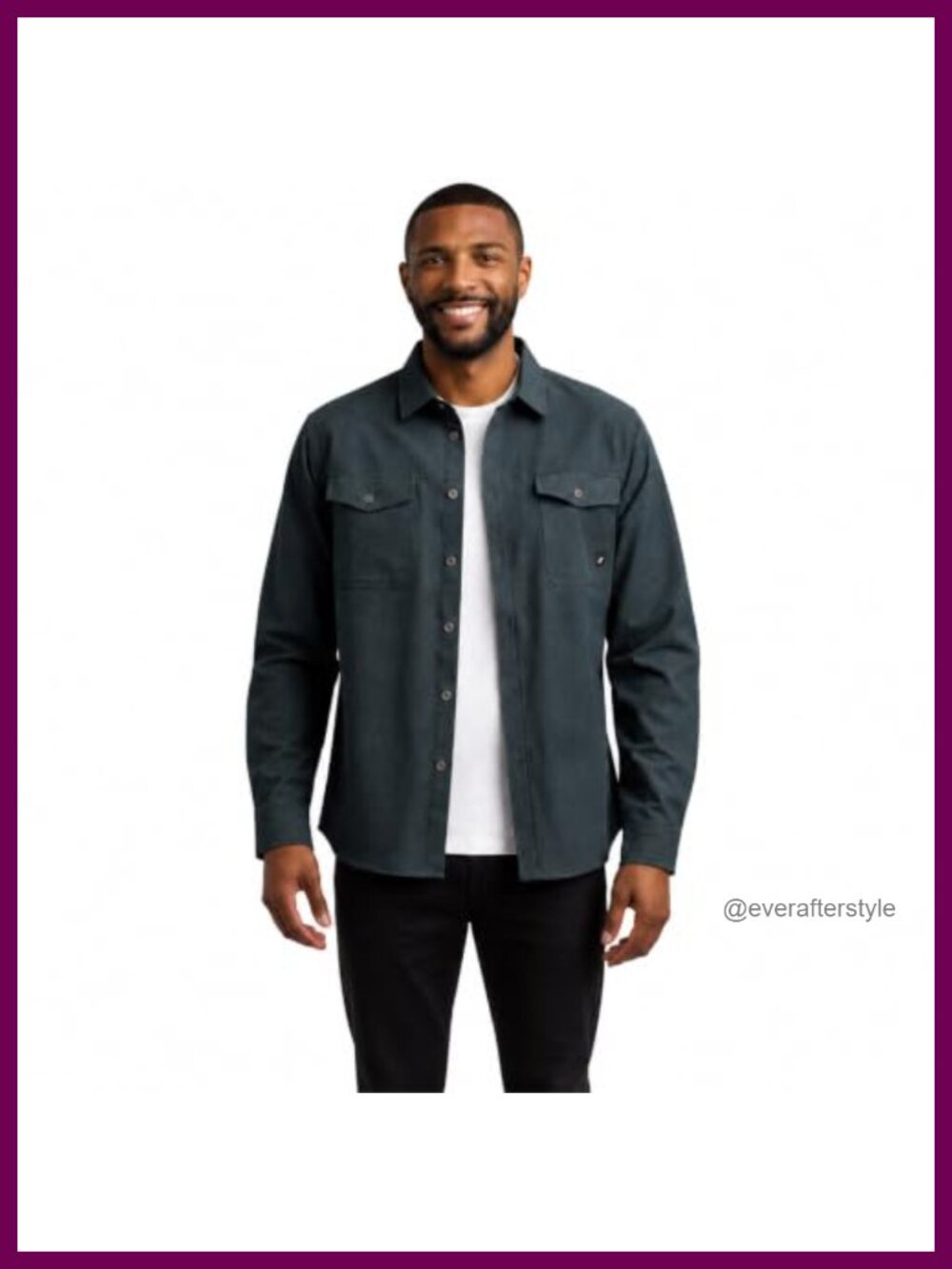 Mens Button Down Shirt Jacket Long Sleeve Collared Shacket